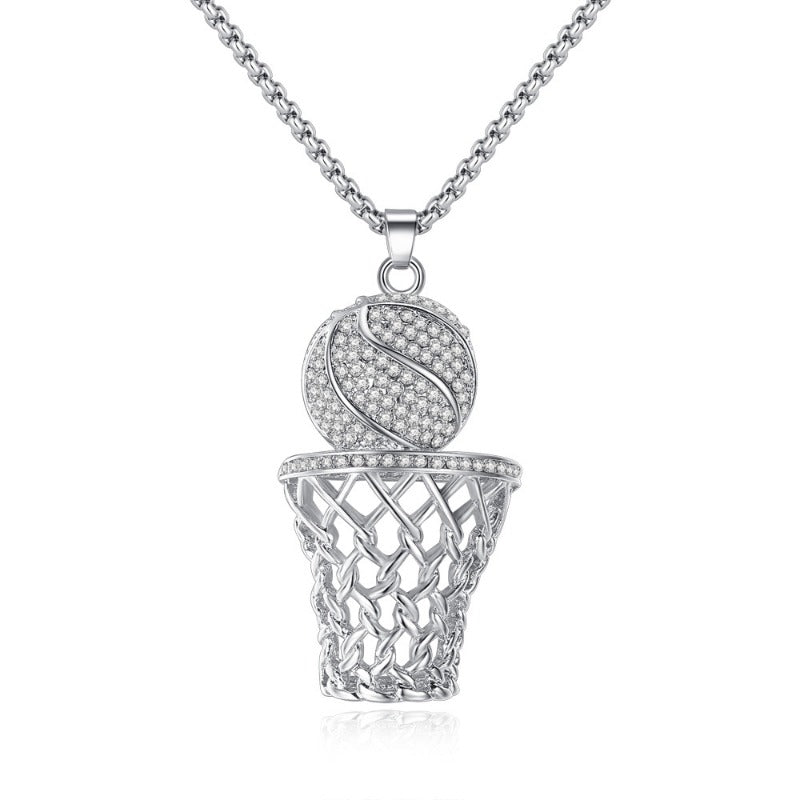 Wholesale Diamond Basketball Hoop Necklace